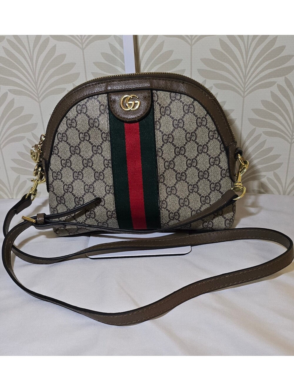 Gucci Ophidia GG Supreme Small Dome Crossbody Bag Web Stripe 499621